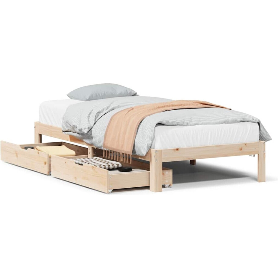 vidaXL Bedframe massief grenenhout met lades Bed Frame - Houten Bed - Boxspring Frame - Tweepersoonsbed - Stapelbare Laden afbeelding 1