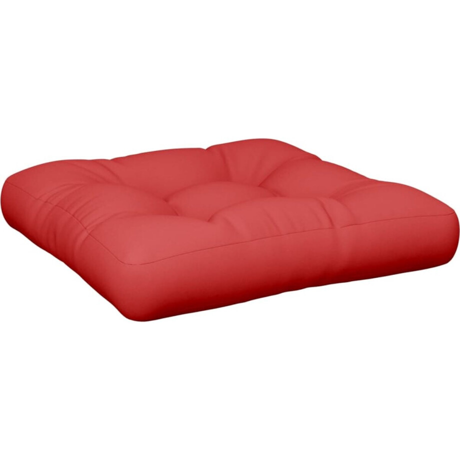 vidaXL - Palletkussen - 60x60x12 - cm - stof - rood afbeelding 1
