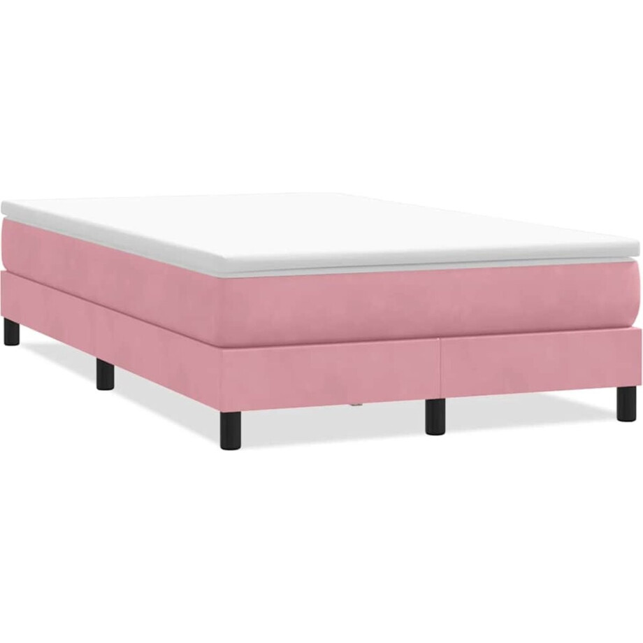 vidaXL - Boxspring - zonder - matras - fluweel - roze - 120x210 - cm vidaXL - Boxspring - zonder - matras - fluweel - roze - 120x210 - cm afbeelding 1