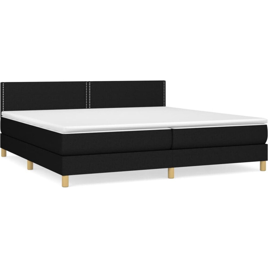 vidaXL - Boxspring - met - matras - stof - zwart - 200x200 - cm afbeelding 1