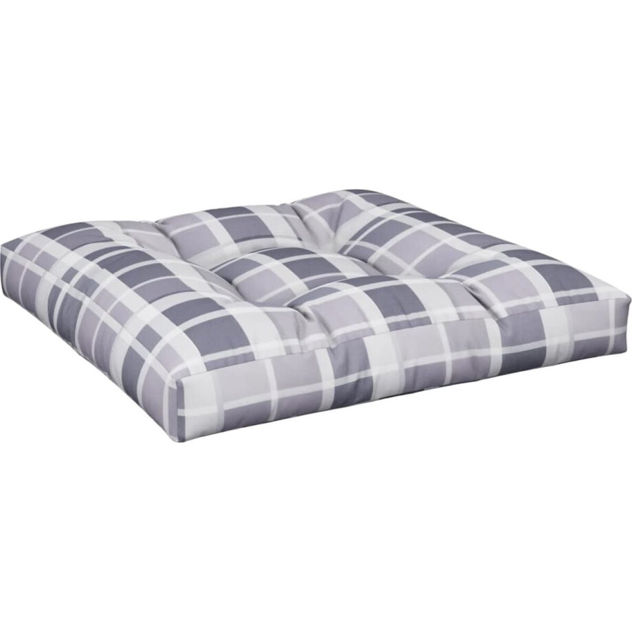 vidaXL - Palletkussen - 80x80x12 - cm - stof - ruitpatroon - grijs vidaXL - Palletkussen - 80x80x12 - cm - stof - ruitpatroon - grijs afbeelding 1