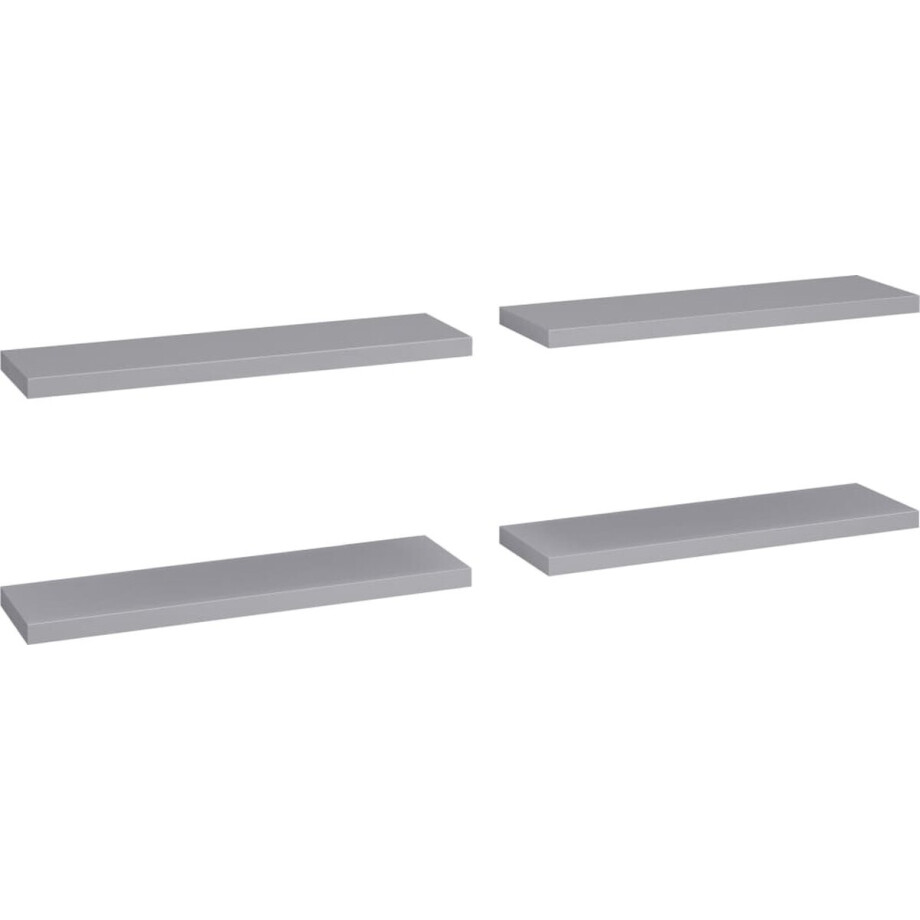 vidaXL Wandschappen - Zwevend - 4 stuks - MDF - Grijs Wandplank - Zwevende Plank - Houten Wandplank - Grijze Wandplank - Woonaccessoires vidaXL Wandschappen - Zwevend - 4 stuks - MDF - Grijs Wandplank - Zwevende Plank - Houten Wandplank - Grijze Wandplank - Woonaccessoires afbeelding 1