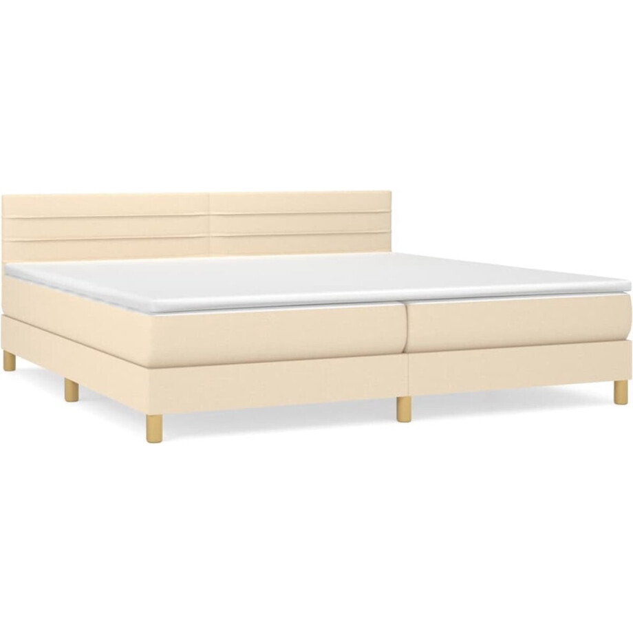 vidaXL - Boxspring - met - matras - stof - crèmekleurig - 200x200 - cm vidaXL - Boxspring - met - matras - stof - crèmekleurig - 200x200 - cm afbeelding 1