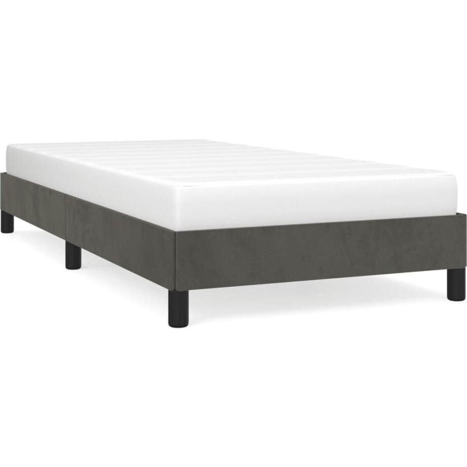 vidaXL - Bedframe - zonder - matras - 90x190 - cm - fluweel - donkergrijs vidaXL - Bedframe - zonder - matras - 90x190 - cm - fluweel - donkergrijs afbeelding 1