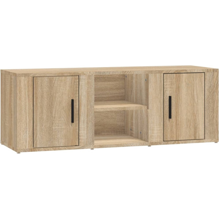 vidaXL - Tv-meubel - 100x31,5x35 - cm - bewerkt - hout - sonoma - eikenkleurig vidaXL - Tv-meubel - 100x31,5x35 - cm - bewerkt - hout - sonoma - eikenkleurig afbeelding 1