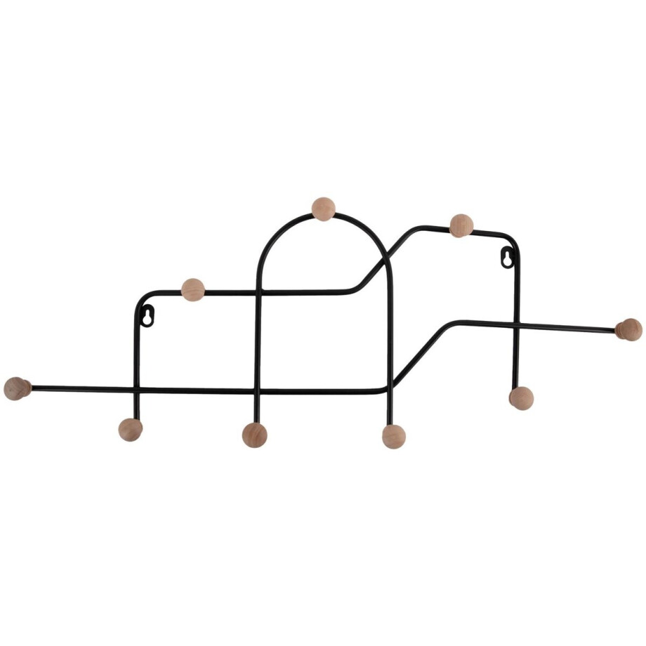Present Time Kapstok Mace - Mat Zwart - 71x4x27cm - Modern afbeelding 1
