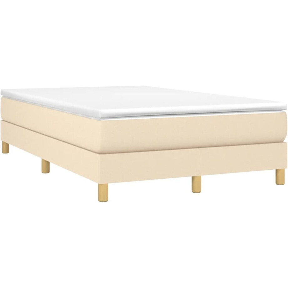 vidaXL - Boxspring - met - matras - stof - crèmekleurig - 120x190 - cm afbeelding 1