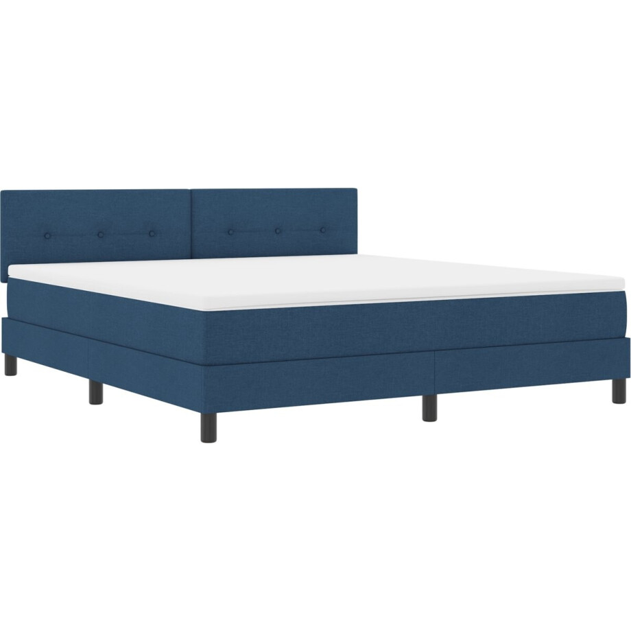 vidaXL - Boxspring - bed - met - matras - met - LED - Blauw - 180 - x - 200 - cm - Stof vidaXL - Boxspring - bed - met - matras - met - LED - Blauw - 180 - x - 200 - cm - Stof afbeelding 1