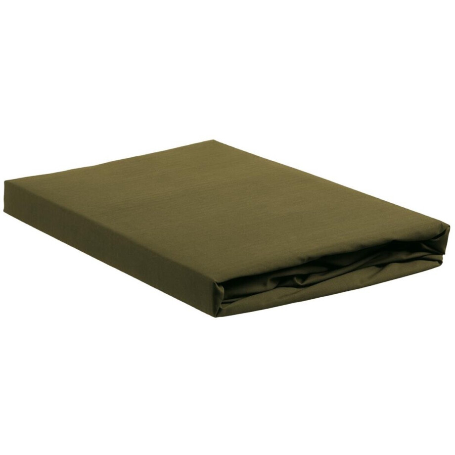 Ambiante - Katoen - Hoeslaken - 90x220 cm - Olijfgroen Ambiante - Katoen - Hoeslaken - 90x220 cm - Olijfgroen afbeelding 1