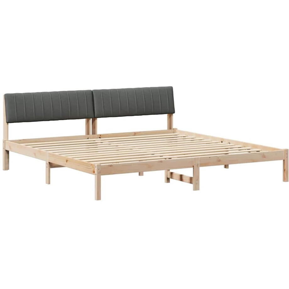 vidaXL - Bedframe - Bruin - en - donkergrijs - 200 - x - 200 - cm - Massief - grenenhout afbeelding 1