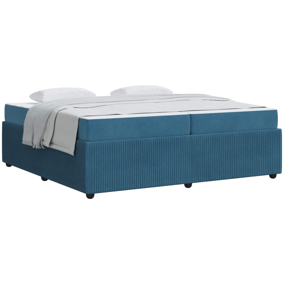 vidaXL - Bedframe - met - matras - Blauw - 200 - x - 200 - cm - Stof afbeelding 1
