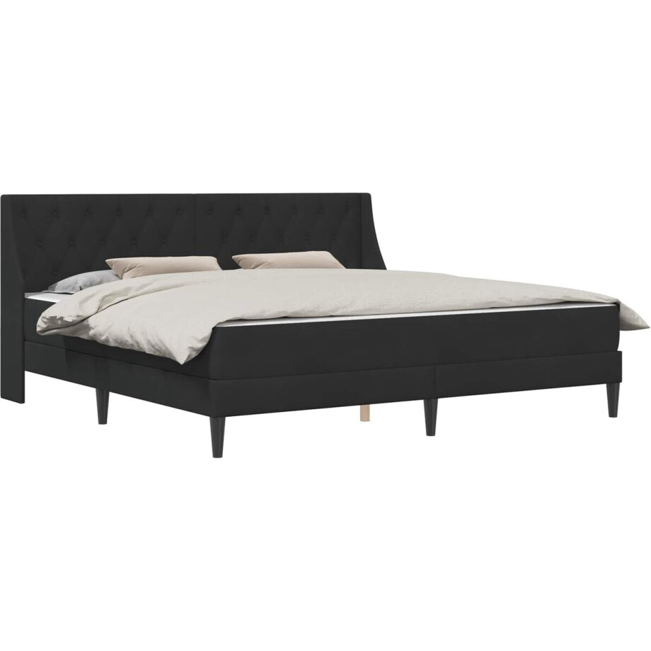 vidaXL - Bedframe - met - matras - met - matras - Zwart - 200 - x - 200 - cm - Fluweel afbeelding 1