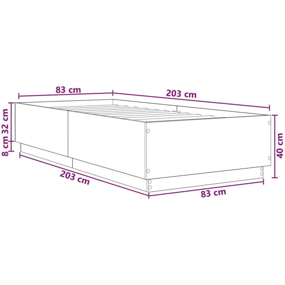 vidaXL - Bedframe - Gerookt - eiken - 80 - x - 200 - cm - Bewerkt - hout afbeelding 1