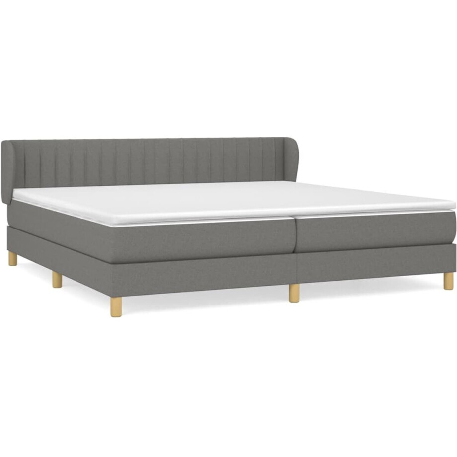 vidaXL - Boxspring - met - matras - stof - donkergrijs - 200x200 - cm vidaXL - Boxspring - met - matras - stof - donkergrijs - 200x200 - cm afbeelding 1