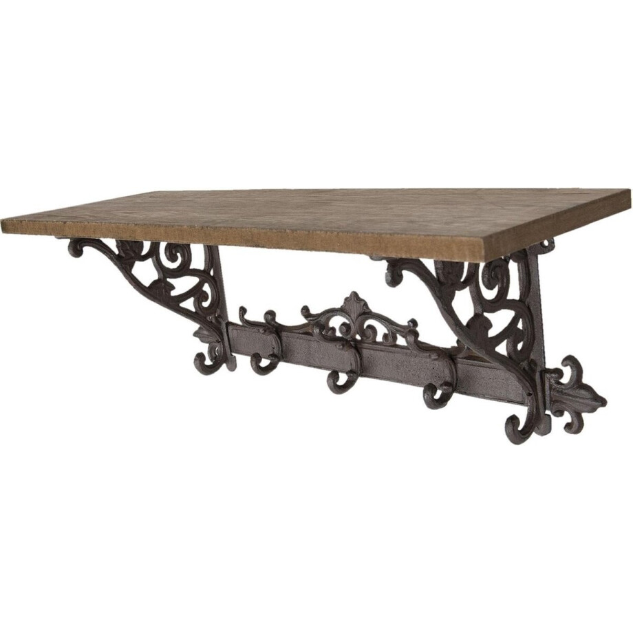 Clayre & Eef Wandkapstok 5 Haken 58x20x22 cm Bruin IJzer Clayre & Eef Wandkapstok 5 Haken 58x20x22 cm Bruin IJzer afbeelding 1