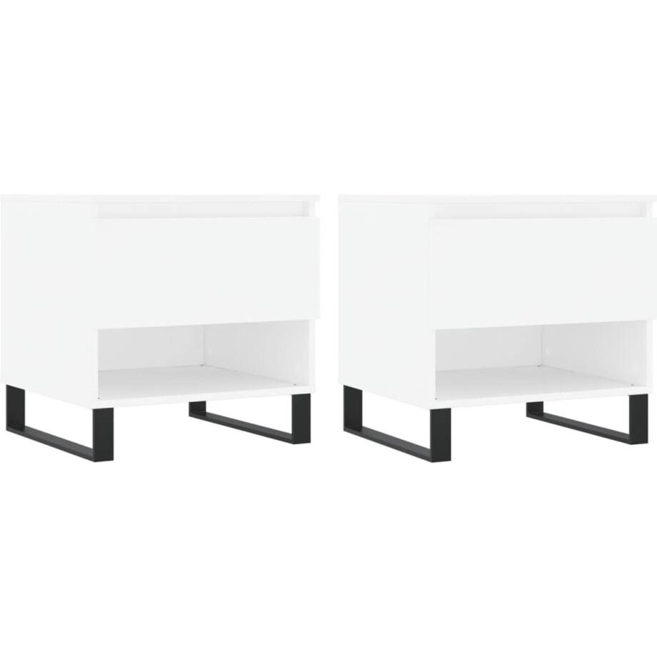 vidaXL - Salontafels - 2 - st - 50x46x50 - cm - bewerkt - hout - wit vidaXL - Salontafels - 2 - st - 50x46x50 - cm - bewerkt - hout - wit afbeelding 1