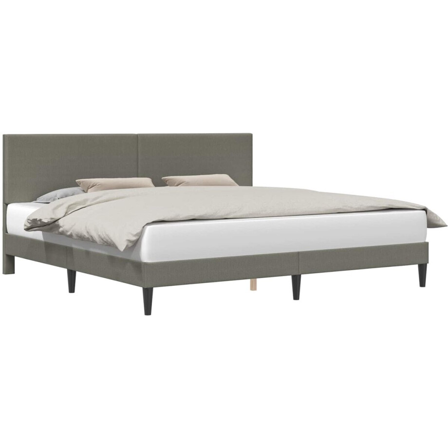 vidaXL - Bedframe - met - hoofdeinde - Lichtgrijs - 180 - x - 200 - cm - Corduroy - stof afbeelding 1