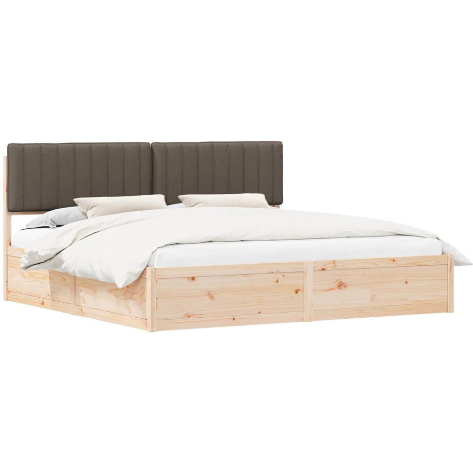 vidaXL - Bedframe - met - Gevoerde - Hoofdbord - Taupe - 200 - x - 200 - cm afbeelding 1