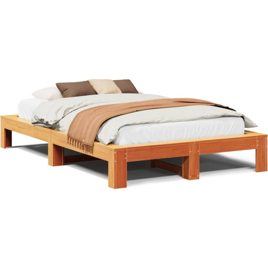 vidaXL - Bedframe - zonder - matras - massief - grenenhout - wasbruin - 120x190 - cm afbeelding 1