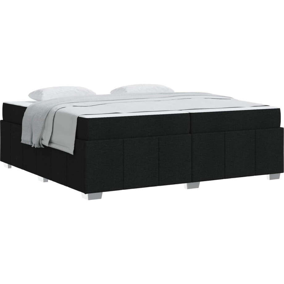 vidaXL - Bedframe - met - matras - Zwart - 200 - x - 200 - cm - Stof afbeelding 1
