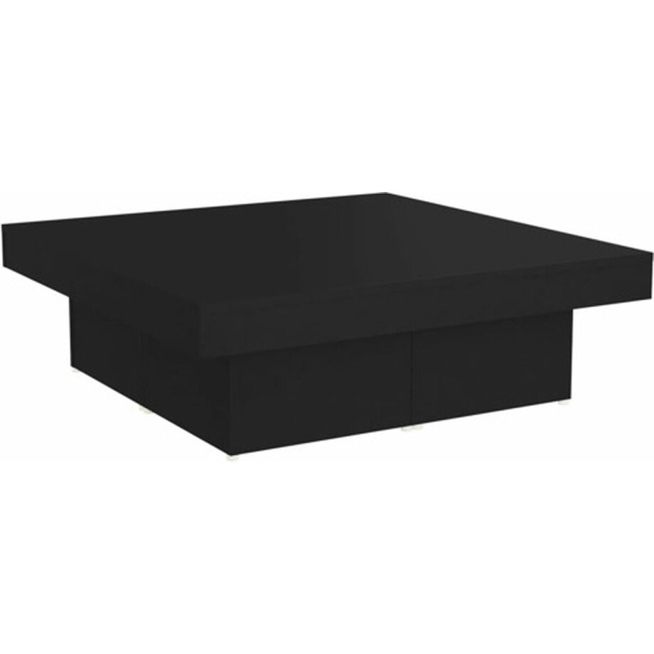 vidaXL - Salontafel - 90x90x28 - cm - bewerkt - hout - zwart vidaXL - Salontafel - 90x90x28 - cm - bewerkt - hout - zwart afbeelding 1