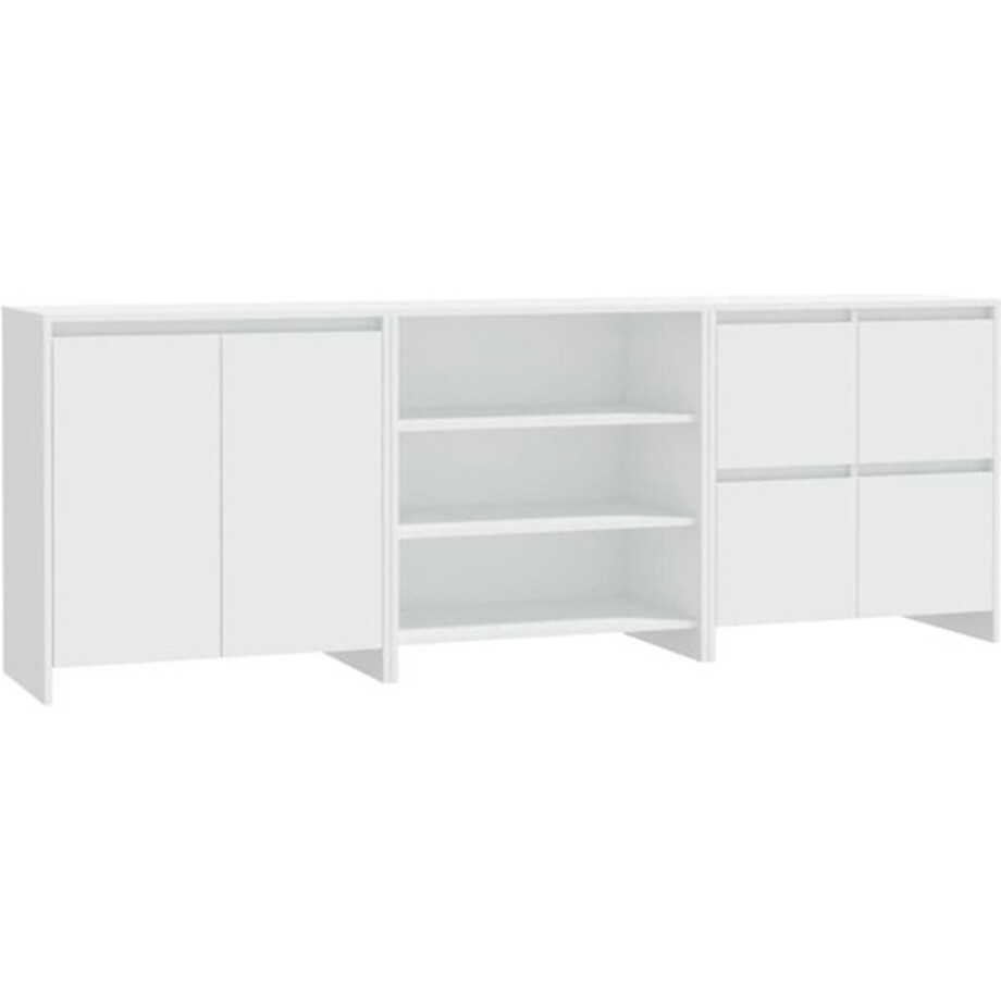 vidaXL - 3 - st. - Dressoirs - bewerkt - hout - wit vidaXL - 3 - st. - Dressoirs - bewerkt - hout - wit afbeelding 1