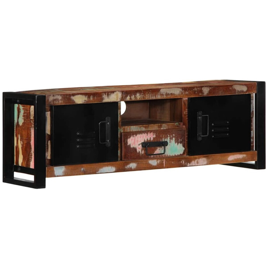 vidaXL - Tv-meubel - 100x30x35 - cm - massief - gerecycled - hout afbeelding 1