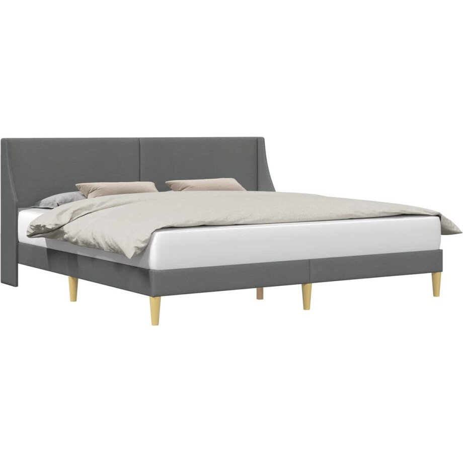 vidaXL - Bedframe - met - hoofdeinde - Donkergrijs - 180 - x - 200 - cm - Fluweel afbeelding 1
