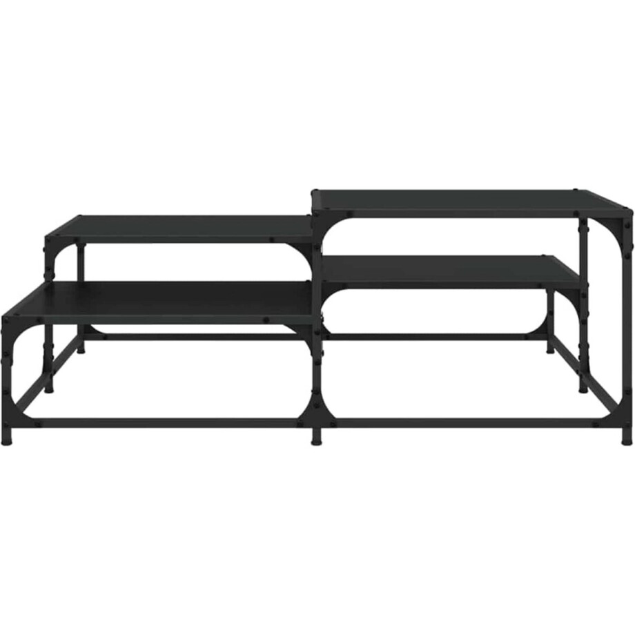 vidaXL - Salontafel - Zwart - eiken - 107 - x - 107 - x - 40 - cm - Bewerkt - hout afbeelding 1