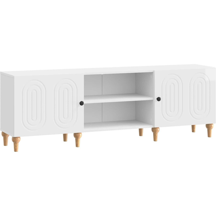 vidaXL - TV - Kast - Hoogglans - Wit - 150 - x - 31 - x - 50 - cm - Bewerkt - hout vidaXL - TV - Kast - Hoogglans - Wit - 150 - x - 31 - x - 50 - cm - Bewerkt - hout afbeelding 1