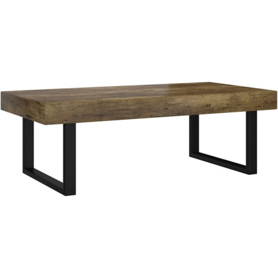 vidaXL - Salontafel - 120x60x40 - cm - MDF - en - ijzer - donkerbruin - en - zwart afbeelding 1