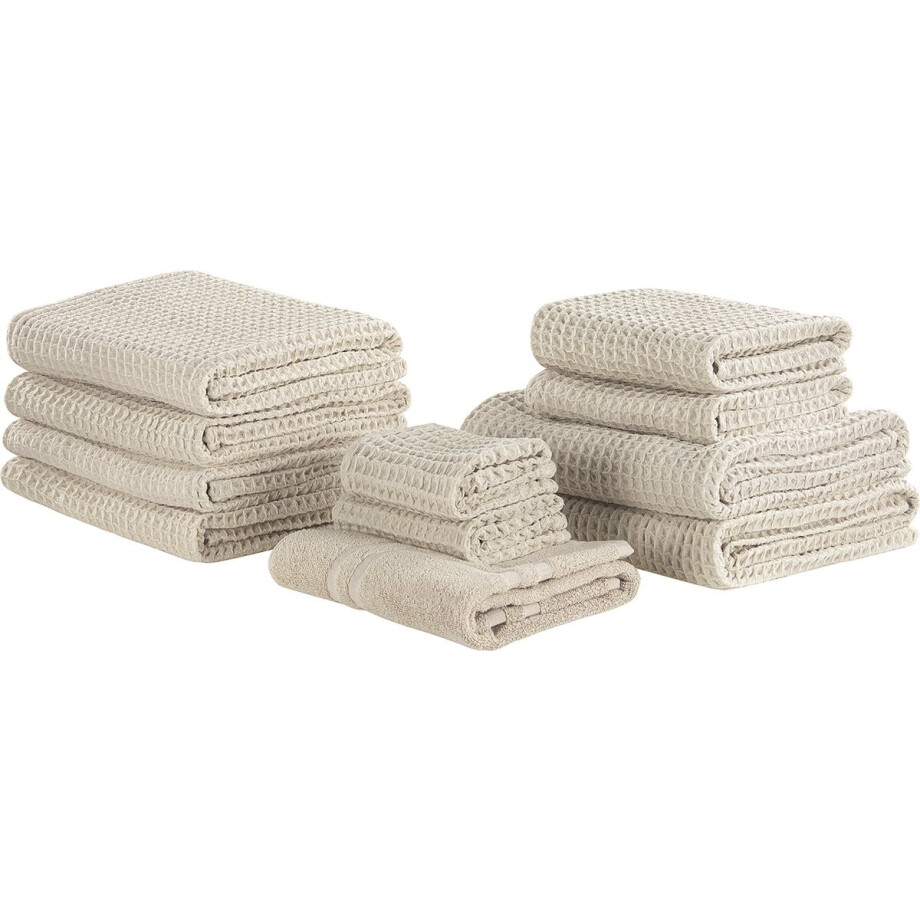 BELIANI AREORA - Handdoek set van 11 - Beige - Katoen afbeelding 1