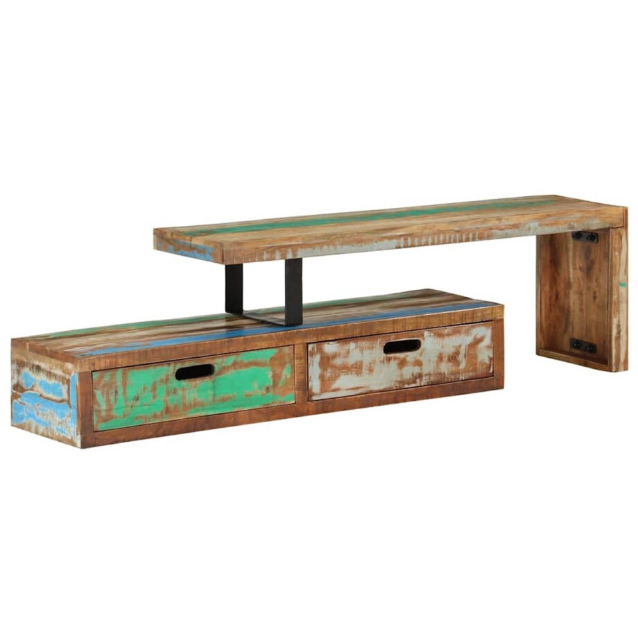 vidaXL - Tv-meubel - (118-200) - x - 30 - x - 40 - cm - massief - hout - gerecycled vidaXL - Tv-meubel - (118-200) - x - 30 - x - 40 - cm - massief - hout - gerecycled afbeelding 1