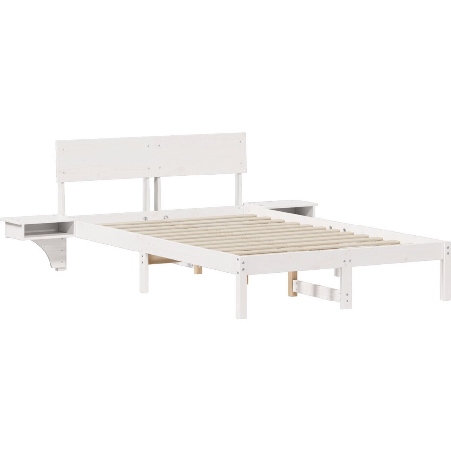 vidaXL - Bedframe - met - hoofdeinde - Wit - 120 - x - 200 - cm - Massief - grenenhout vidaXL - Bedframe - met - hoofdeinde - Wit - 120 - x - 200 - cm - Massief - grenenhout afbeelding 1
