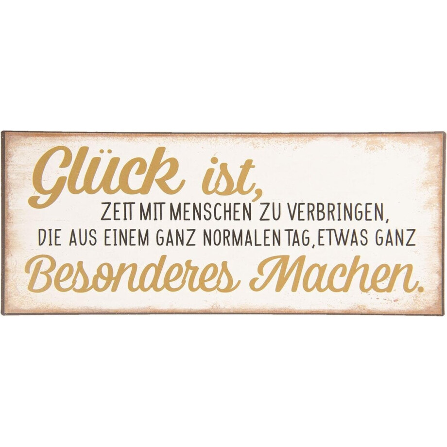 Clayre & Eef Tekstbord 13x30 cm Beige Geel Metaal Clayre & Eef Tekstbord 13x30 cm Beige Geel Metaal afbeelding 1