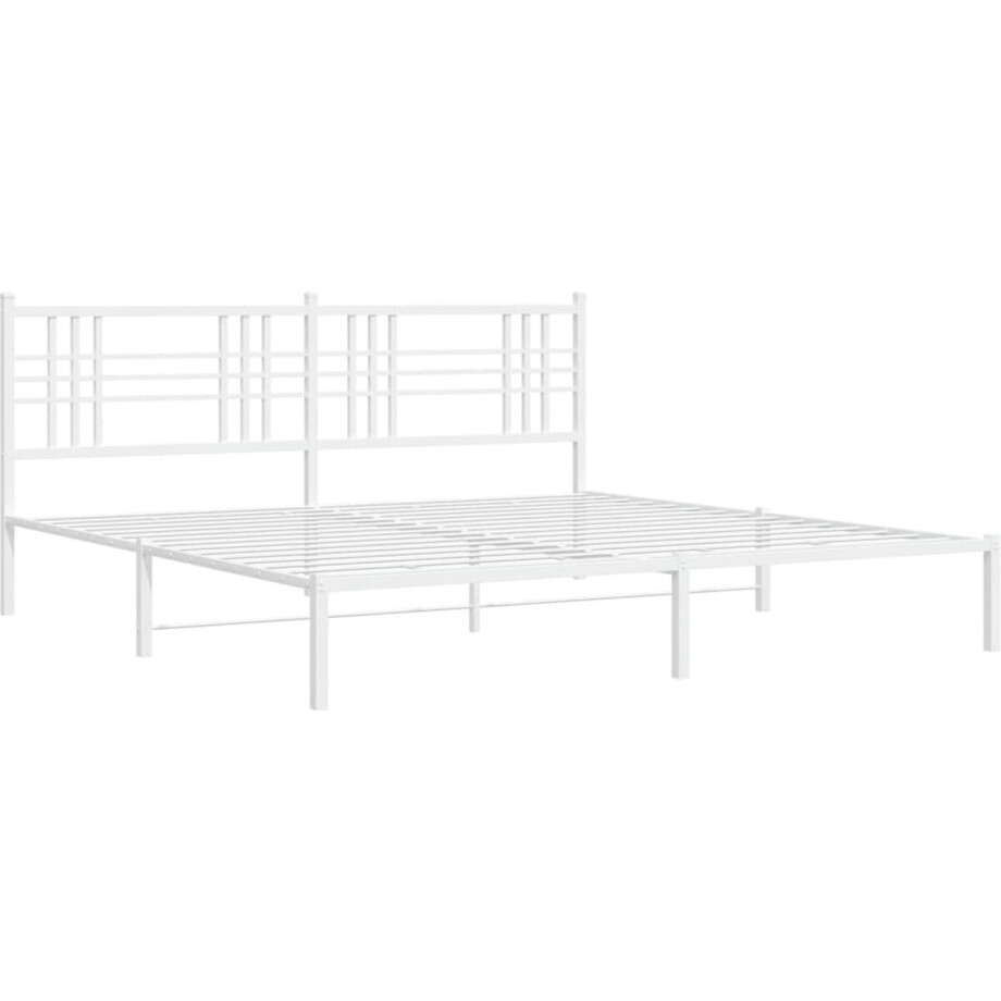 vidaXL - Bedframe - met - hoofdbord - metaal - wit - 193x203 - cm vidaXL - Bedframe - met - hoofdbord - metaal - wit - 193x203 - cm afbeelding 1