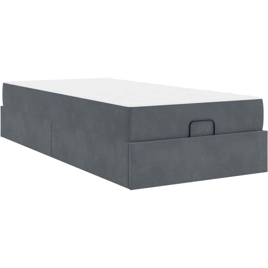 vidaXL - Bedframe - met - matras - met - opslag - Donkergrijs - 80 - x - 200 - cm - Fluweel vidaXL - Bedframe - met - matras - met - opslag - Donkergrijs - 80 - x - 200 - cm - Fluweel afbeelding 1