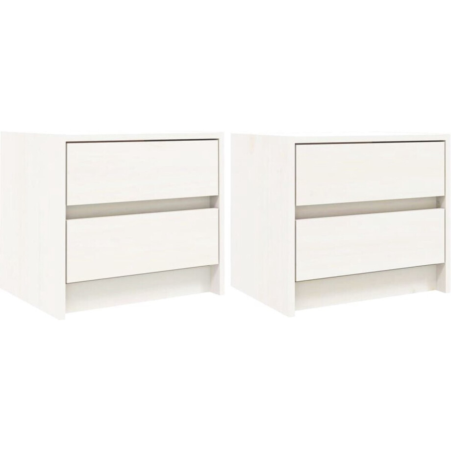 vidaXL Nachtkastjes - Set van 2 - Wit - Grenenhout Nachtkastje - Kastje - Slaapkamer Meubilair - Massief Hout - Grenenhout vidaXL Nachtkastjes - Set van 2 - Wit - Grenenhout Nachtkastje - Kastje - Slaapkamer Meubilair - Massief Hout - Grenenhout afbeelding 1