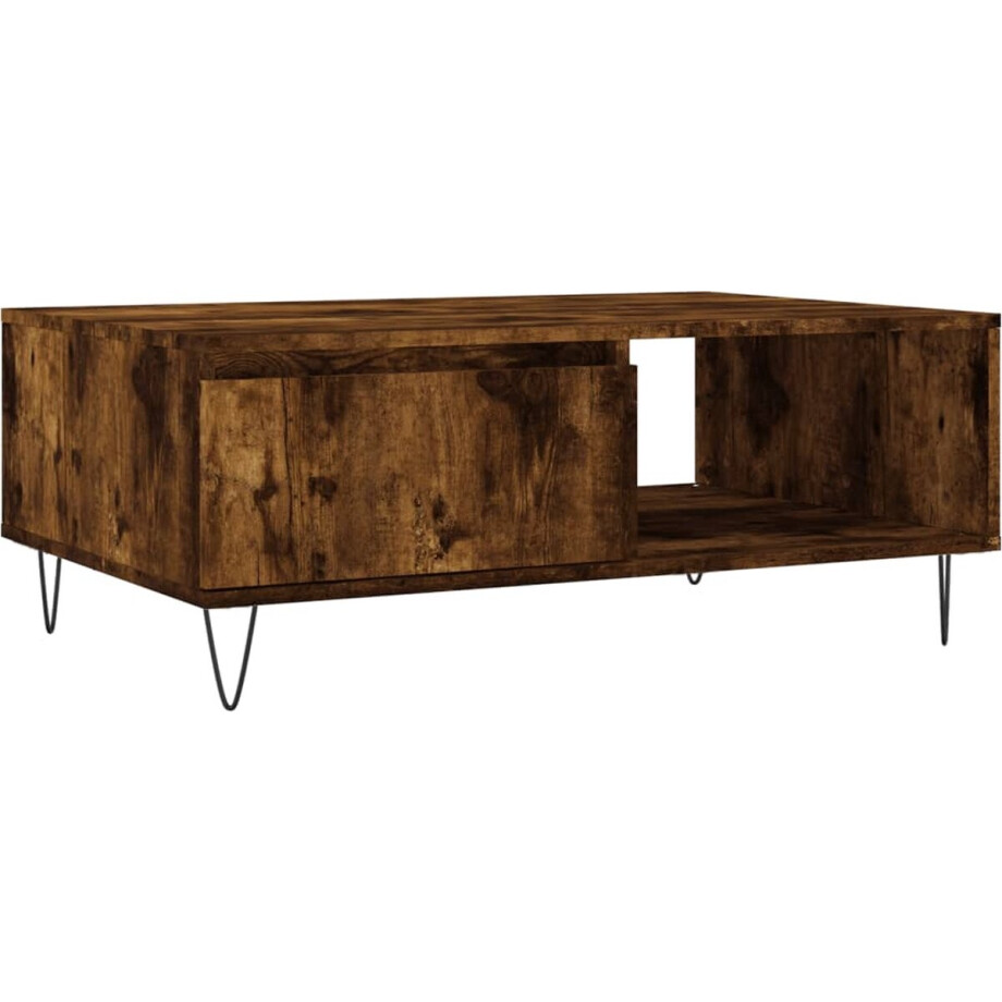 vidaXL Bijzettafel - Salontafel - Salontafel 90x60x35 cm bewerkt hout gerookt eikenkleurig - Houten Tafel - Bruine Tafel - Gerookte Eiken Kleur vidaXL Bijzettafel - Salontafel - Salontafel 90x60x35 cm bewerkt hout gerookt eikenkleurig - Houten Tafel - Bruine Tafel - Gerookte Eiken Kleur afbeelding 1