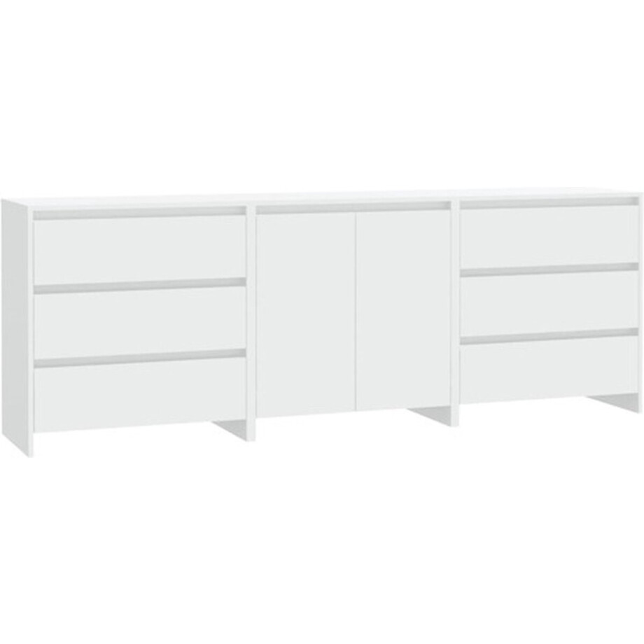 vidaXL - 3 - st - Dressoirs - bewerkt - hout - wit afbeelding 1