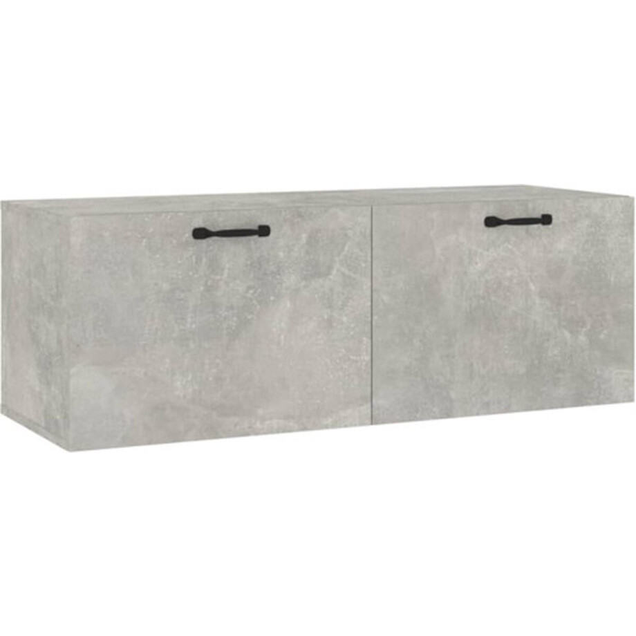 vidaXL - Wandkast - 100x36,5x35 - cm - bewerkt - hout - betongrijs afbeelding 1