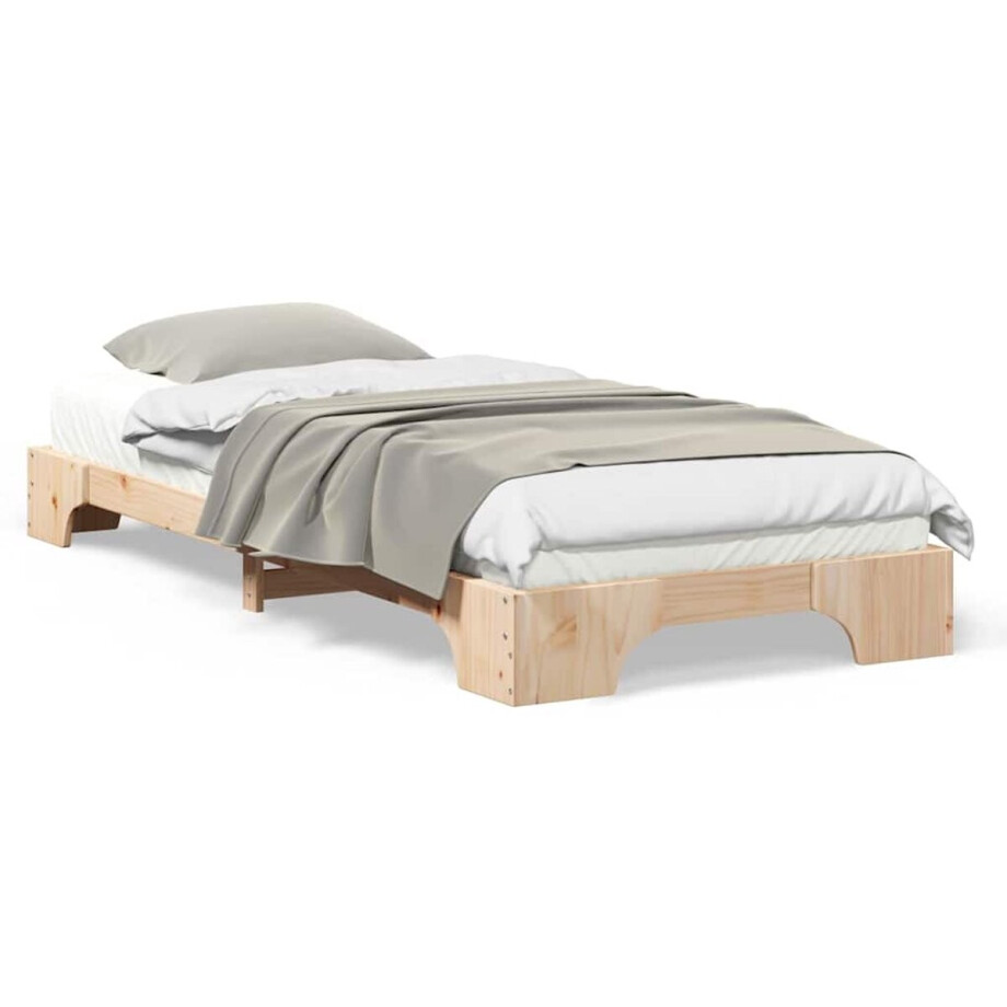 vidaXL - Bedframe - Bruin - 100 - x - 210 - cm - Massief - grenenhout vidaXL - Bedframe - Bruin - 100 - x - 210 - cm - Massief - grenenhout afbeelding 1