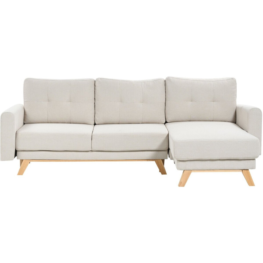 BELIANI SIRO - Slaapbank - Lichtbeige - Linkszijdig - Polyester BELIANI SIRO - Slaapbank - Lichtbeige - Linkszijdig - Polyester afbeelding 1