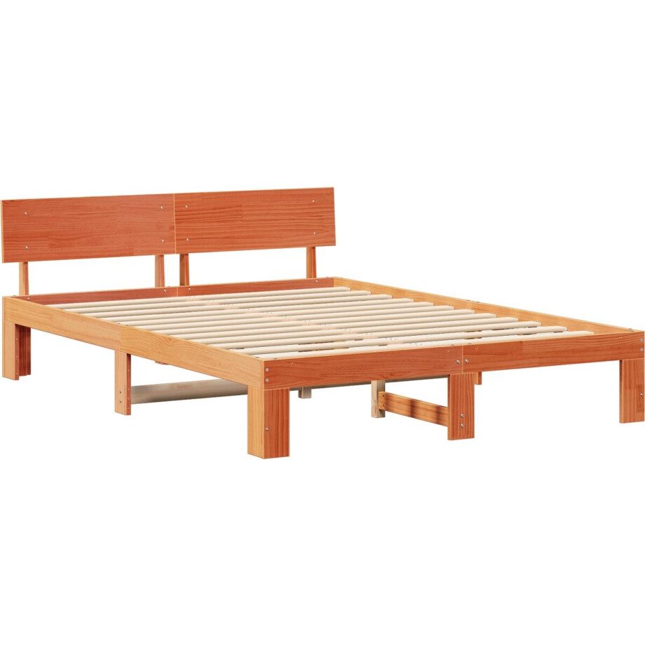 vidaXL - Bedframe - Wasbruin - 140 - x - 200 - cm - Massief - grenenhout afbeelding 1