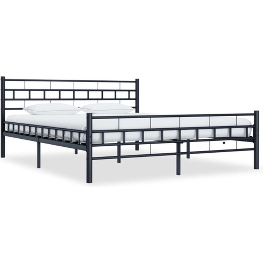 vidaXL - Bedframe - staal - zwart - 160x200 - cm vidaXL - Bedframe - staal - zwart - 160x200 - cm afbeelding 1