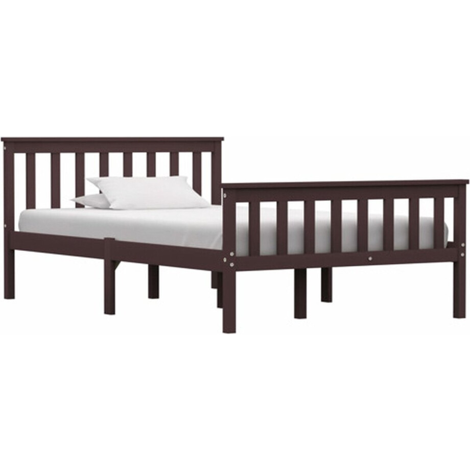 vidaXL - Bedframe - massief - grenenhout - donkerbruin - 120x200 - cm afbeelding 1
