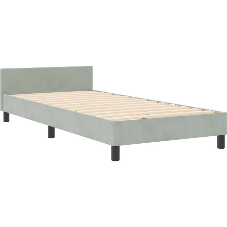 vidaXL - Boxspring - bed - met - hoofdeinde - Lichtgrijs - 180 - x - 200 - cm - Fluweel afbeelding 1