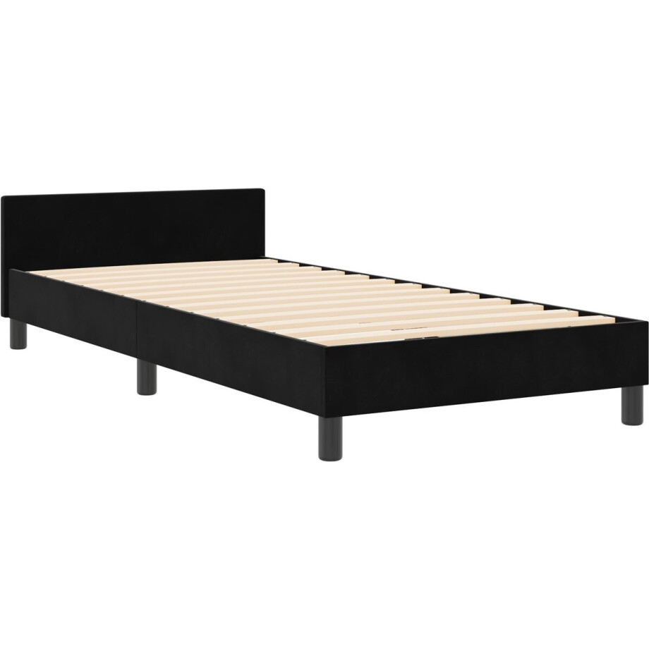 vidaXL - Bedframe - met - hoofdeinde - Zwart - 100 - x - 200 - cm - Fluweel vidaXL - Bedframe - met - hoofdeinde - Zwart - 100 - x - 200 - cm - Fluweel afbeelding 1