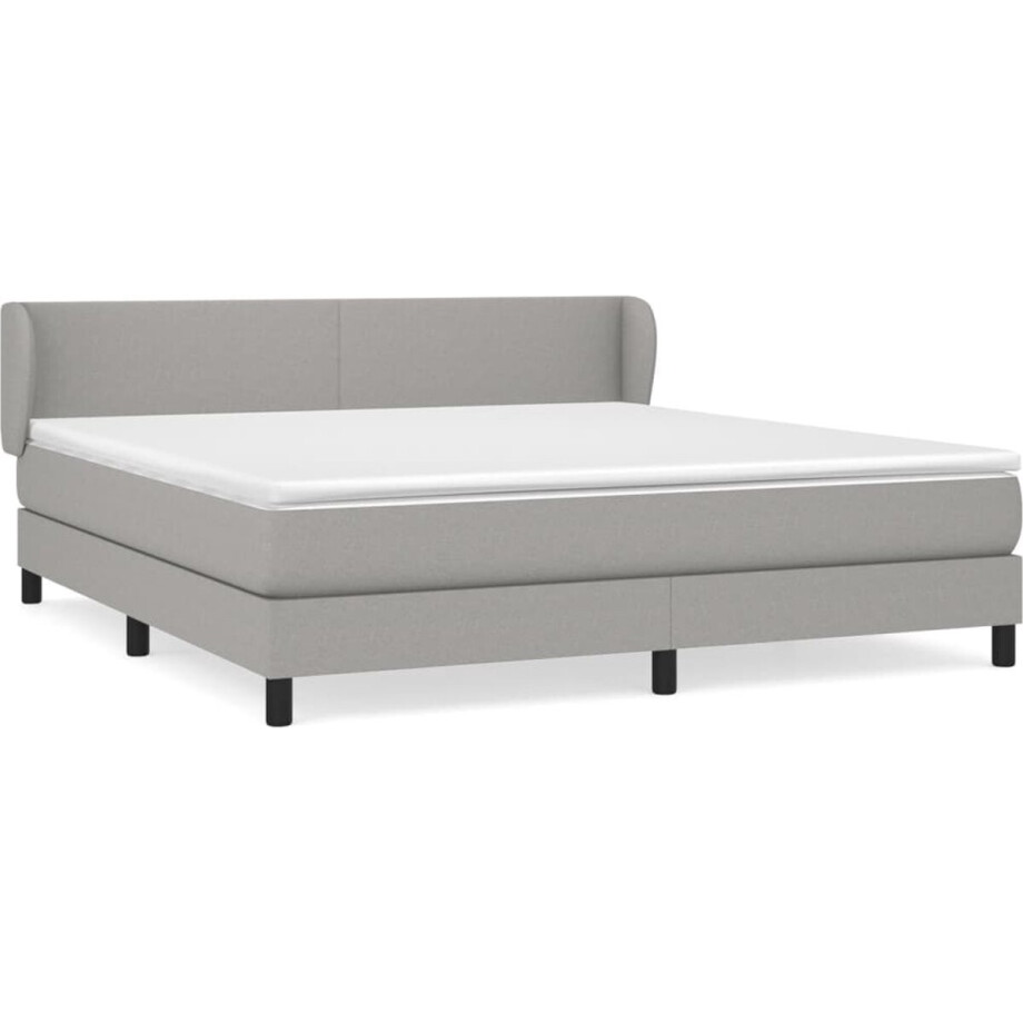 vidaXL - Boxspring - met - matras - stof - lichtgrijs - 160x200 - cm afbeelding 1