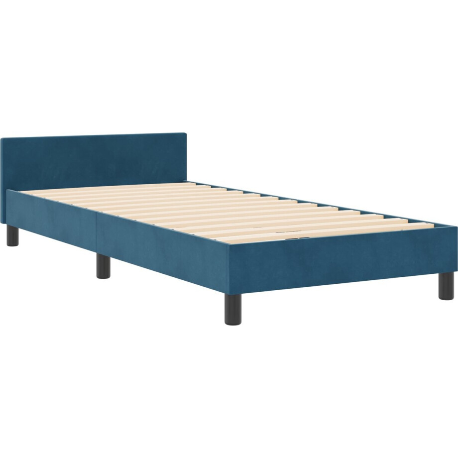 vidaXL - Boxspring - bed - met - hoofdeinde - Donkerblauw - 90 - x - 190 - cm - Fluweel afbeelding 1